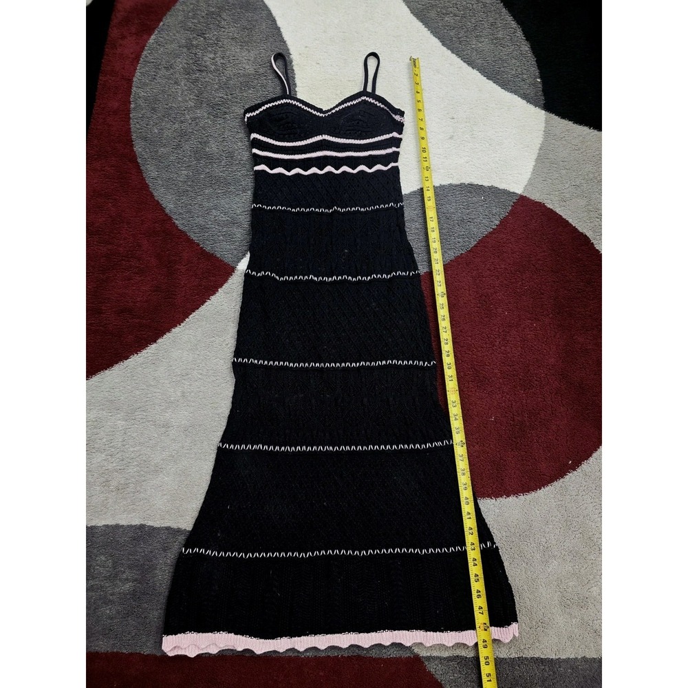 Olive + Oak Black Pink Knit Maxi Dress Teen Juniors Size L Spaghetti Strap